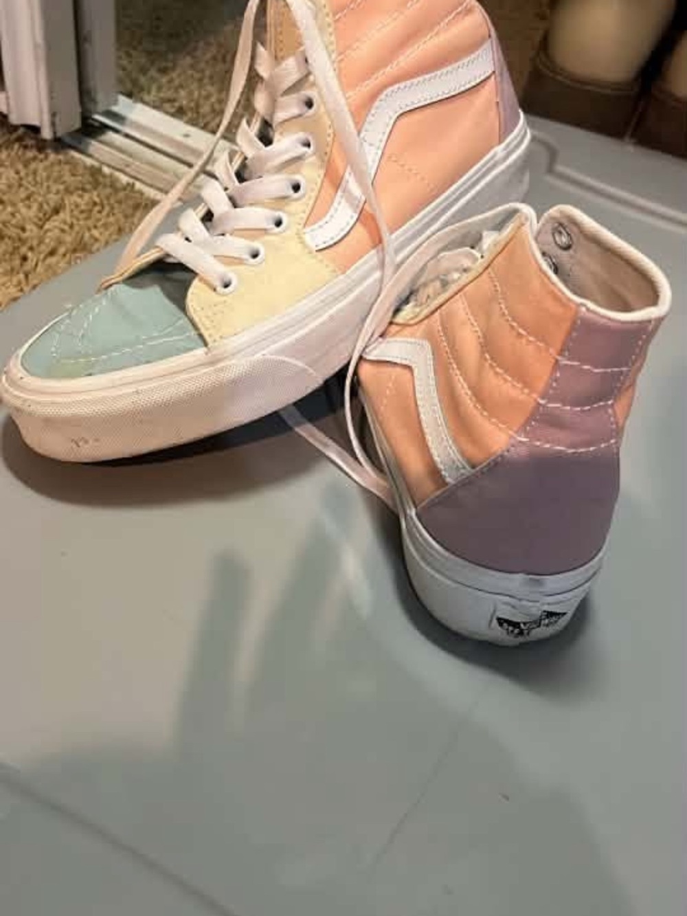 Vans Pastel Colorblock High-Top Sneakers in Peach, Mint, Lavender, Cream
